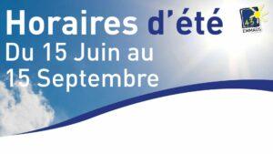Horaires d’été 2026